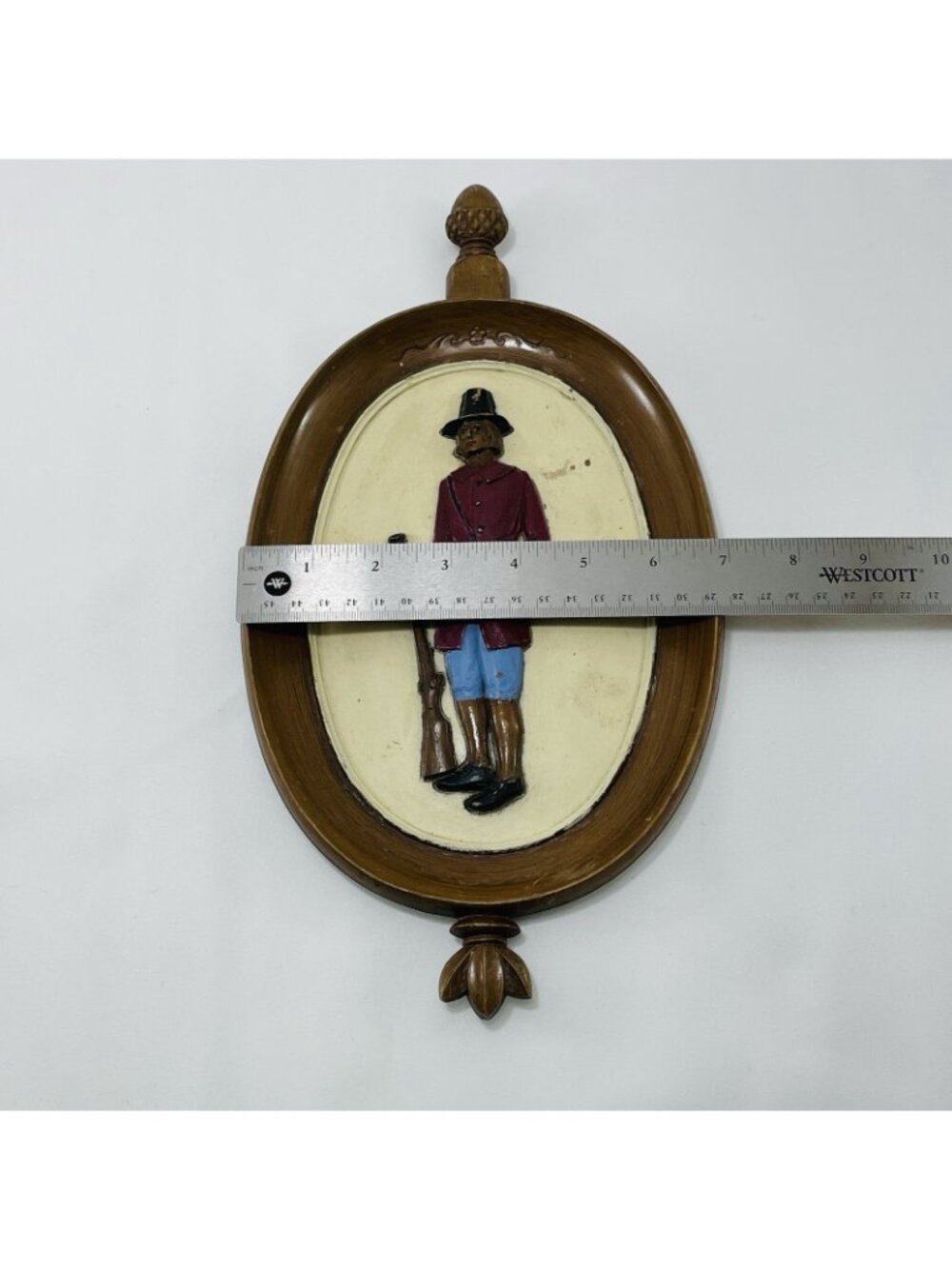 Syroco Plaque Puritan Man Oval Molded Embossed Military Soldier Wall Hang Army - Picture 3 of 12